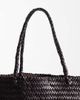 Mango Mango 100% leather woven tote in chocolate-Brown - 3