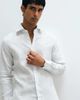 Mango Mango 100% linen striped shirt in light blue - 3