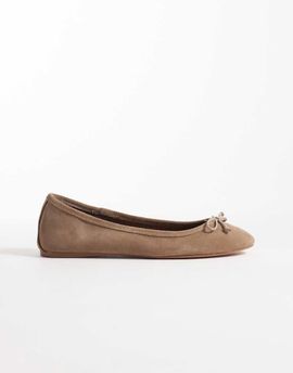 Mango Mango 100% suede ballet flats in mocha-Brown