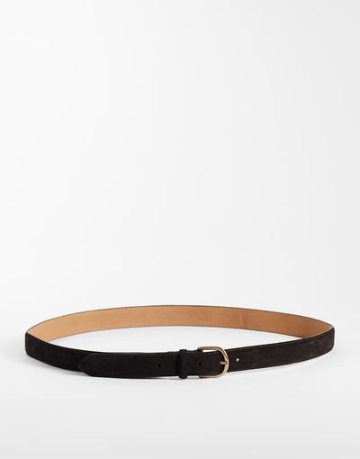 Mango Mango 100% suede belt in dark brown