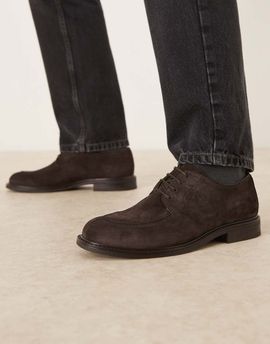 Mango Mango 100% suede brogues in chocolate-Brown