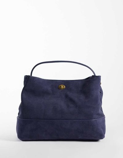 Mango Mango 100% suede bucket bag in navy