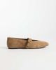Mango Mango 100% suede buckle detail flat shoes in beige-Neutral - 1