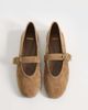 Mango Mango 100% suede buckle detail flat shoes in beige-Neutral - 2