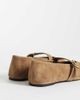 Mango Mango 100% suede buckle detail flat shoes in beige-Neutral - 3