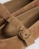 Mango Mango 100% suede buckle detail flat shoes in beige-Neutral - 4