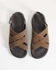 Mango Mango 100% suede cross strap design sandals with buckle detailing in brown - 2