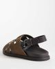 Mango Mango 100% suede cross strap design sandals with buckle detailing in brown - 3