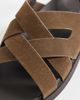 Mango Mango 100% suede cross strap design sandals with buckle detailing in brown - 4