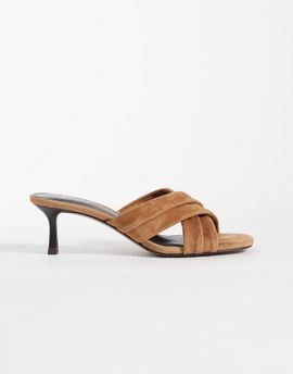 Mango Mango 100% suede heeled sandals in tan-Brown