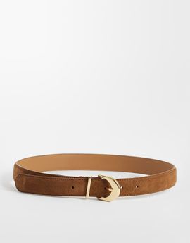 Mango Mango 100% suede leather belt in brown