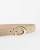 Mango Mango 100% suede leather belt in cream-Neutral - 3