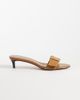 Mango Mango 100% suede leather buckle detail kitten heeled mules in sand-Brown - 1
