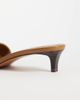 Mango Mango 100% suede leather buckle detail kitten heeled mules in sand-Brown - 3