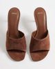 Mango Mango 100% suede leather heeled mules in brown - 2