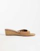 Mango Mango 100% suede leather heeled raffia wedge sandals in tan-Brown - 1