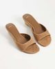Mango Mango 100% suede leather heeled raffia wedge sandals in tan-Brown - 2