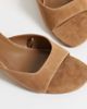 Mango Mango 100% suede leather heeled raffia wedge sandals in tan-Brown - 4