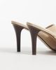 Mango Mango 100% suede leather heeled sandals with toe detail in sand-Brown - 3