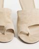 Mango Mango 100% suede leather heeled sandals with toe detail in sand-Brown - 4