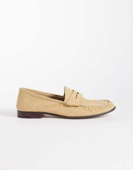 Mango Mango 100% suede leather loafers in sand-Neutral