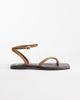 Mango Mango 100% suede leather strappy flat sandals in brown - 1