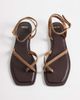 Mango Mango 100% suede leather strappy flat sandals in brown - 2