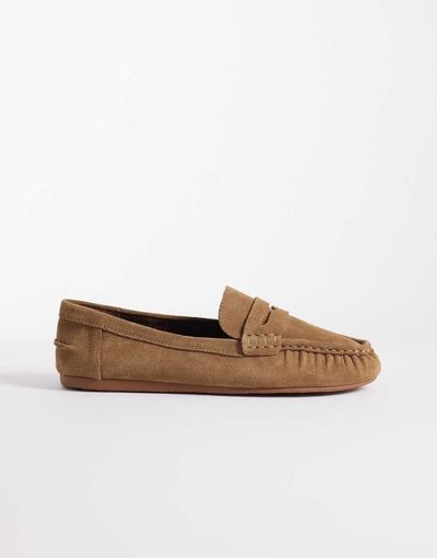 Mango Mango 100% suede loafers in brown