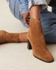 Mango Mango 100% suede round toe heeled western ankle boots in toffee-Brown - 4