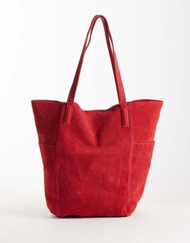 Mango Mango 100% suede slouchy tote bag in red