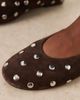 Mango Mango 100% suede studded ballet flats in chocolate-Brown - 4