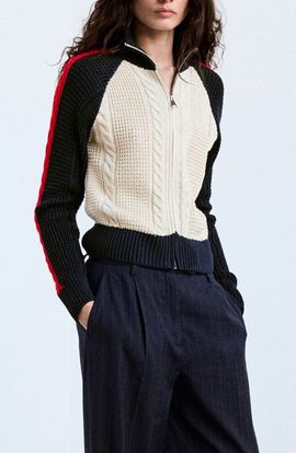 MANGO MANGO Alexia Braided Knit Zip Jacket