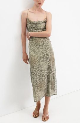 MANGO MANGO Animal Print Midi Dress