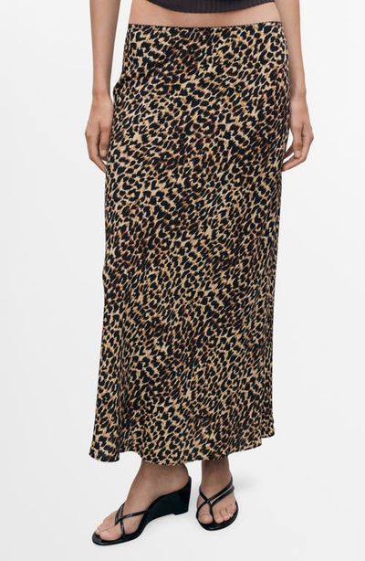MANGO MANGO Animal Print Midi Skirt
