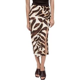 MANGO MANGO Animal Print Side Slit Midi Skirt