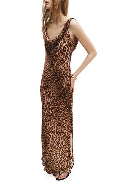 MANGO MANGO Animal Print Sleeveless Maxi Dress