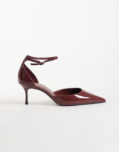 Mango Mango ankle strap heeled pumps in brown