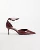 Mango Mango ankle strap heeled pumps in burgundy-Brown - 1