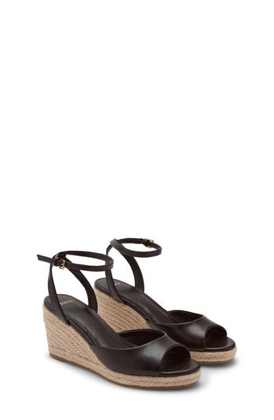 MANGO MANGO Ankle Strap Open Toe Wedge Espadrille
