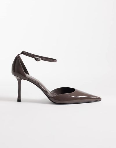 Mango Mango ankle strap pointed heels in mocha-Brown