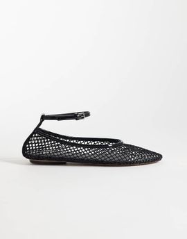 Mango Mango ankle tie woven ballet flats in black