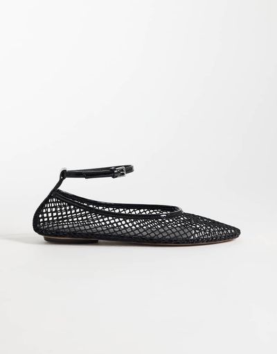 Mango Mango ankle tie woven ballet flats in black