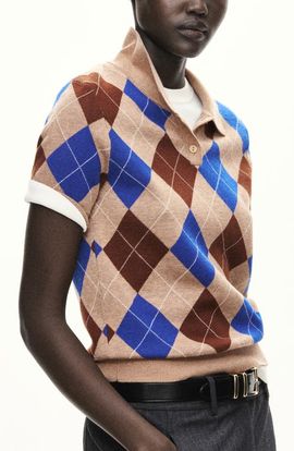 MANGO MANGO Argyle Polo Sweater
