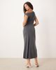 Mango Mango asymmetric a line midi dress in charcoal-Gray - 4