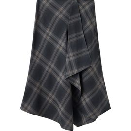 MANGO MANGO Asymmetric Check Print Midi Skirt