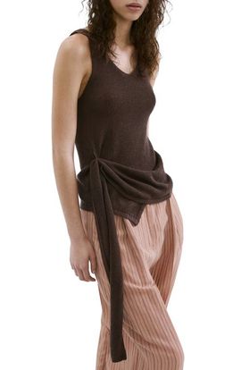 MANGO MANGO Asymmetric Drape Sash Knit Top