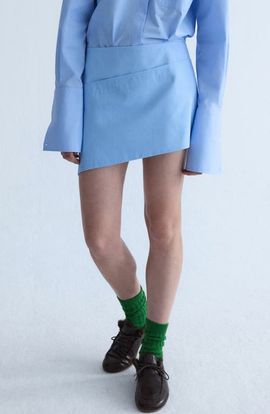 MANGO MANGO Asymmetric Hem Cotton Poplin Skirt