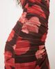 Mango Mango asymmetric mesh midi dress in brown and pink floral print-Multi - 3