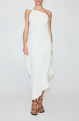 MANGO MANGO Asymmetric One-Shoulder Maxi Dress with Scarf