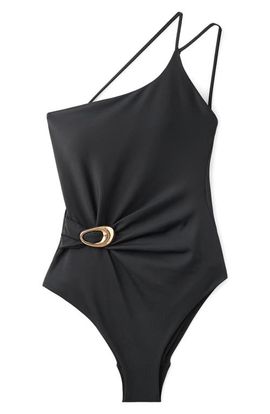 MANGO MANGO Asymmetric Open Back O-Ring One-Piece Swimsuit